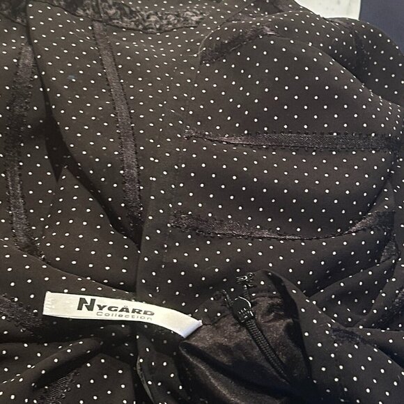 Nygard Black Polka Dot Sheer Skirt Sz 20 Lace Midi Full Bias Cut Flowy Lined - Picture 5 of 8